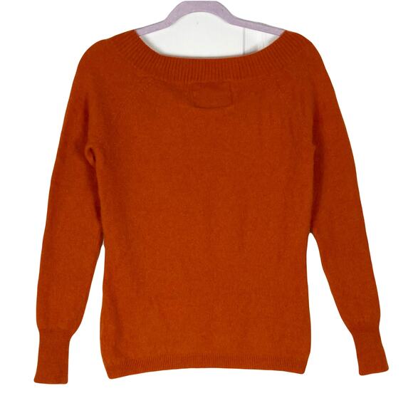 NWOT OLD NAVY Sweater L Cashmere Orange Red Round-Neck Ribbed-Edges Long-Sleeve - Picture 2 of 8